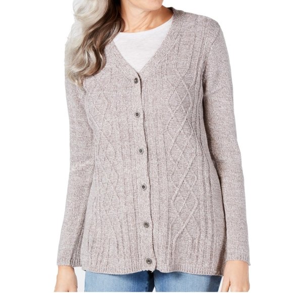 Karen Scott Sweaters - Karen Scott L Gull Marble Cardigan Sweater 4AD88